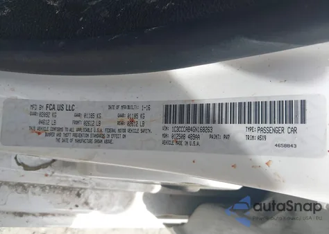 2016 Chrysler 200 Limited from USA, damaged, VIN 1C3CCCAB4GN168263